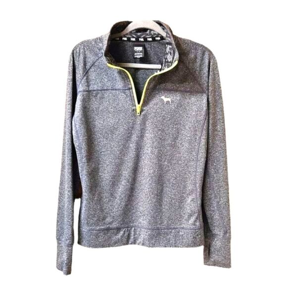 PINK VICTORIA SECRET New Women's 1/4 Zip Gray Pullover Top - Picture 1 of 13